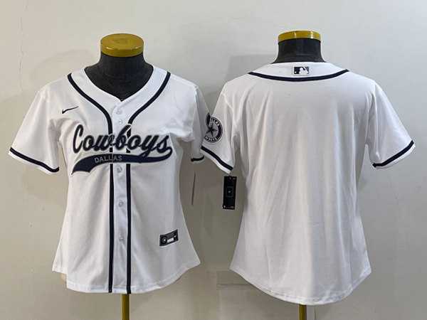 Youth Dallas Cowboys Blank White With Patch Cool Base Stitched Baseball Jersey